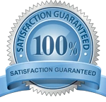 100% satisfaction guarantee seal for Los Angeles MFP service and commercial printer rentals in the 90017 Downtown LA business corridor.