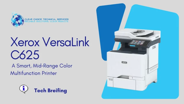 Xerox VersaLink C625 color multifunction printer with a tablet-like touchscreen interface at 601 South Figueroa Street, Los Angeles, CA.